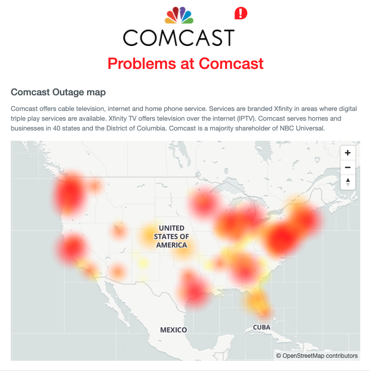 comcast outage in lawrence township nj